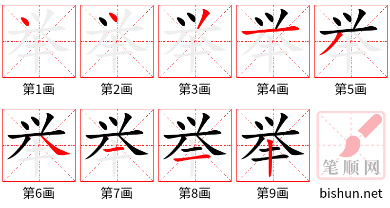 举 笔顺规范