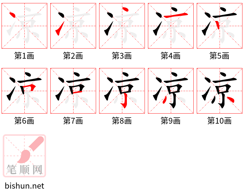 凉 笔顺规范