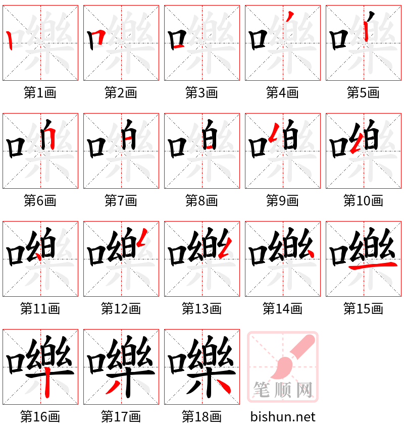 嚛 笔顺规范