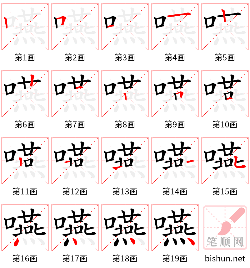 嚥 笔顺规范