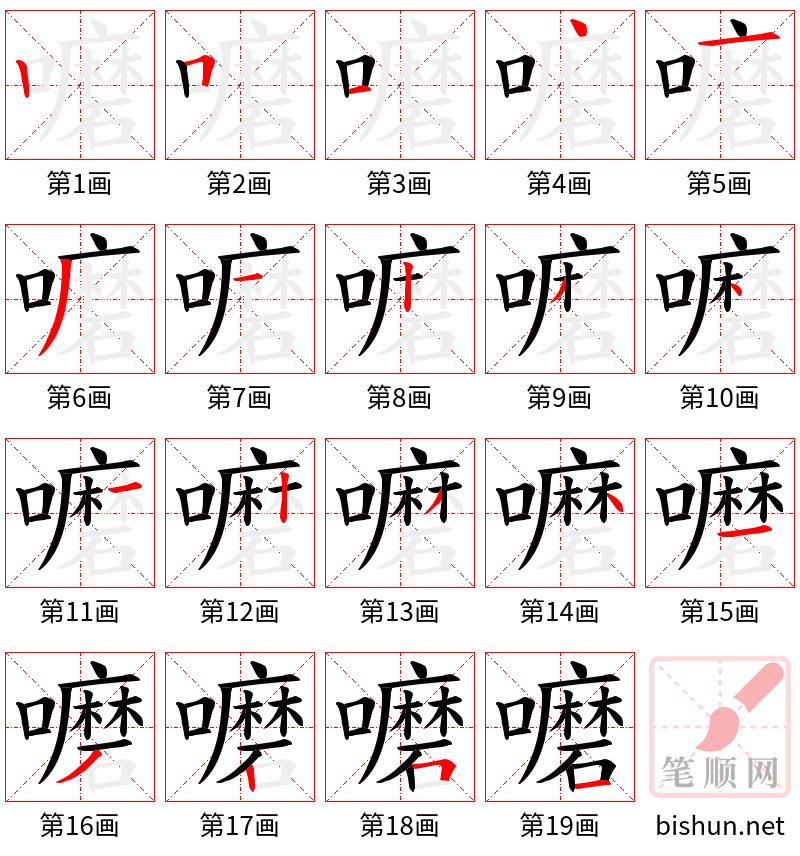 嚰 笔顺规范
