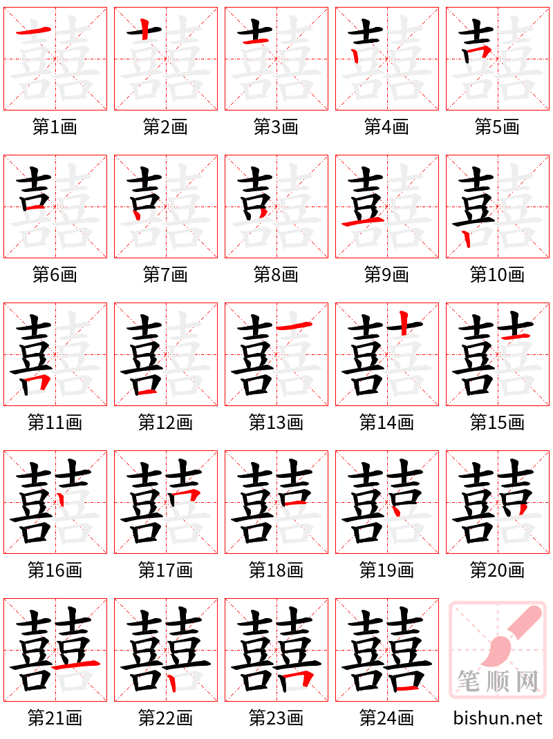 囍 笔顺规范