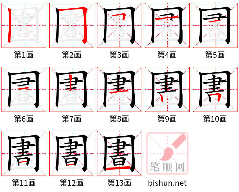 圕 笔顺规范
