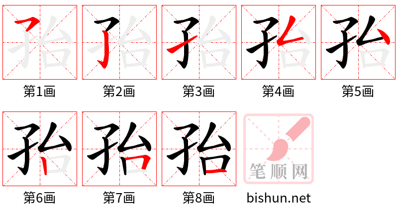 孡 笔顺规范