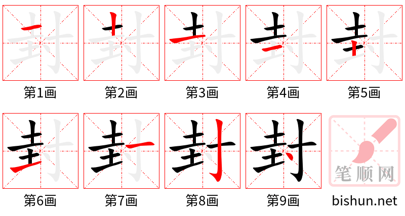 封 笔顺规范