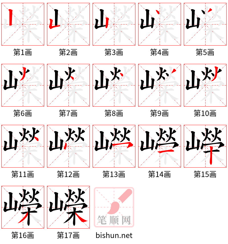 嶸 笔顺规范