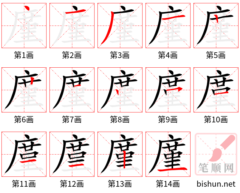 廑 笔顺规范