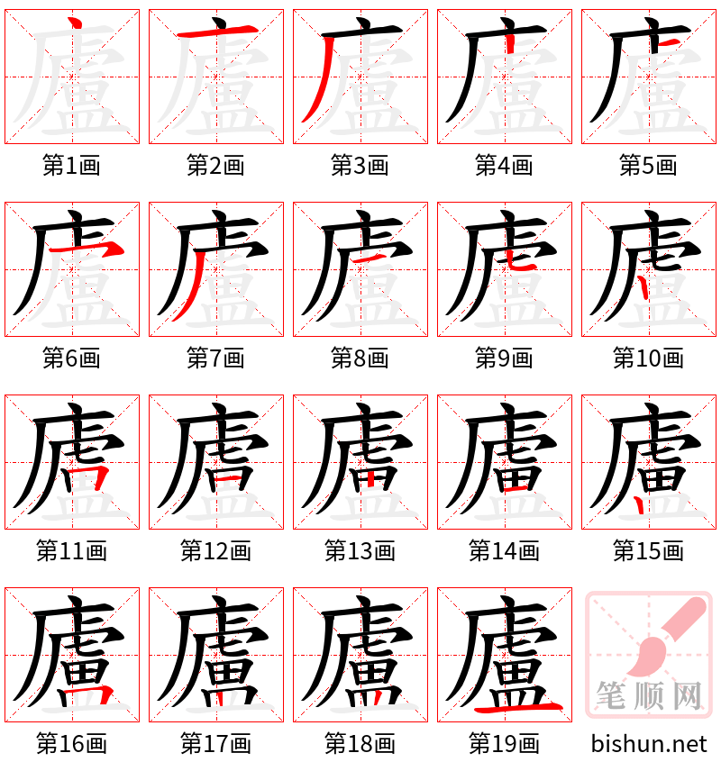 廬 笔顺规范