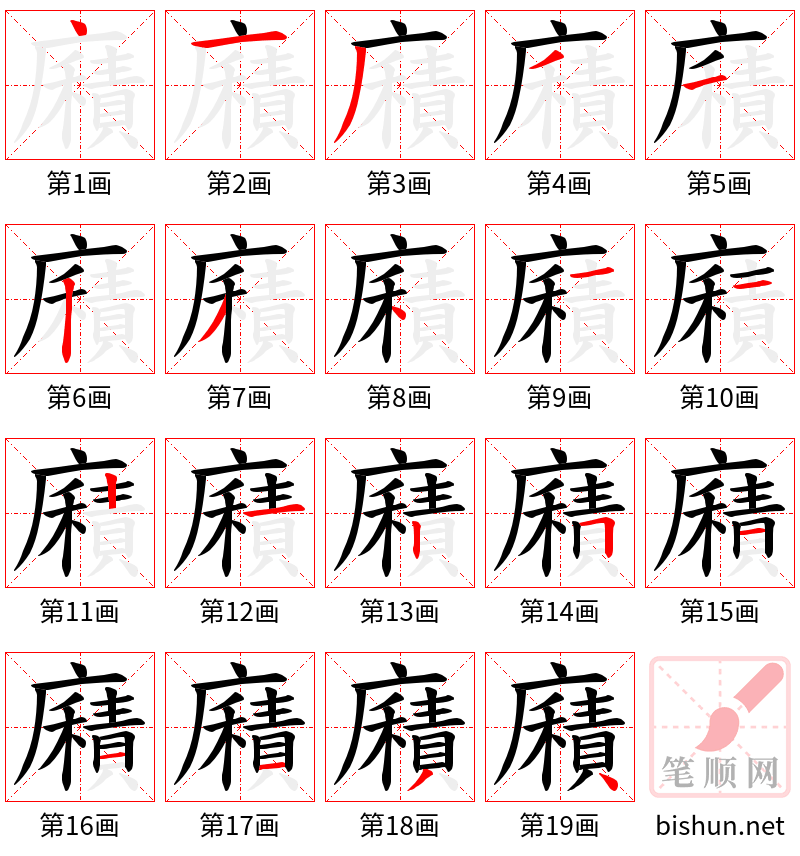 廭 笔顺规范