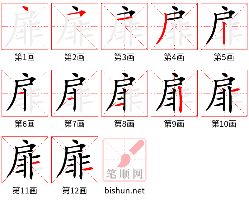 扉 笔顺规范