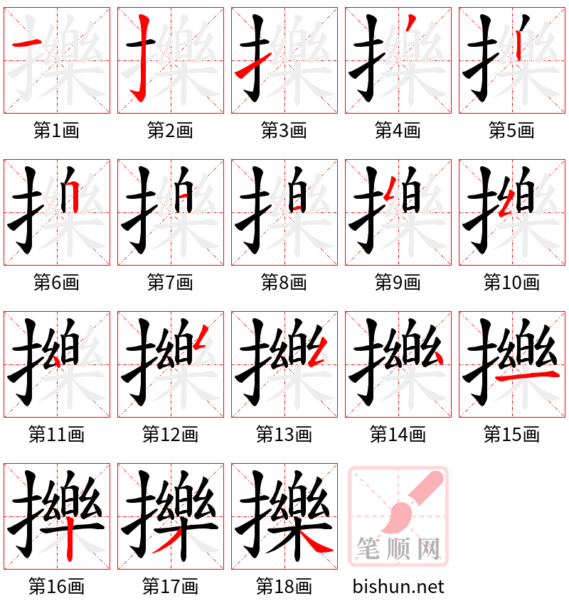 擽 笔顺规范