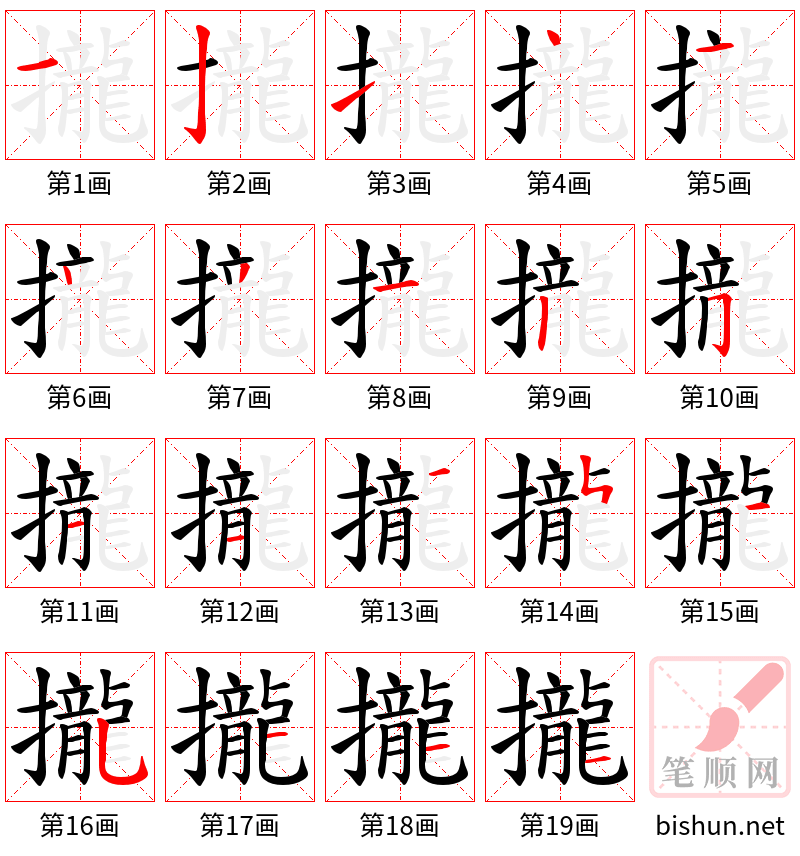 攏 笔顺规范