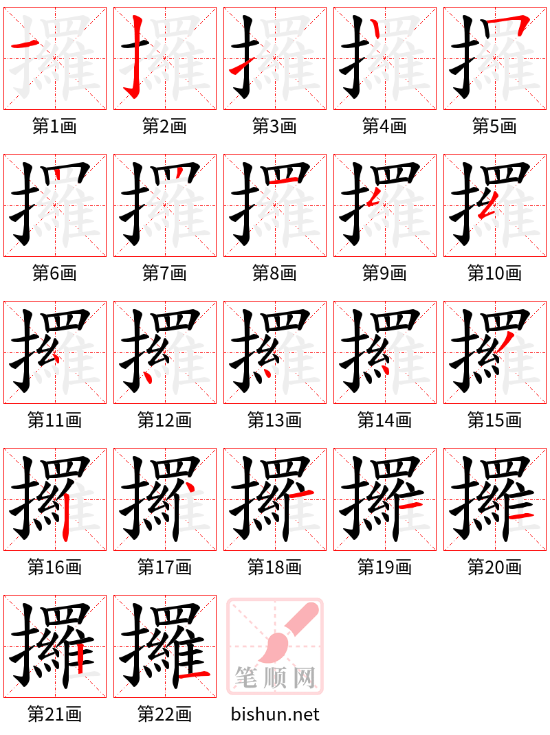 攞 笔顺规范