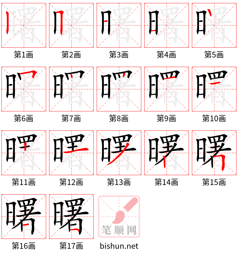 曙 笔顺规范