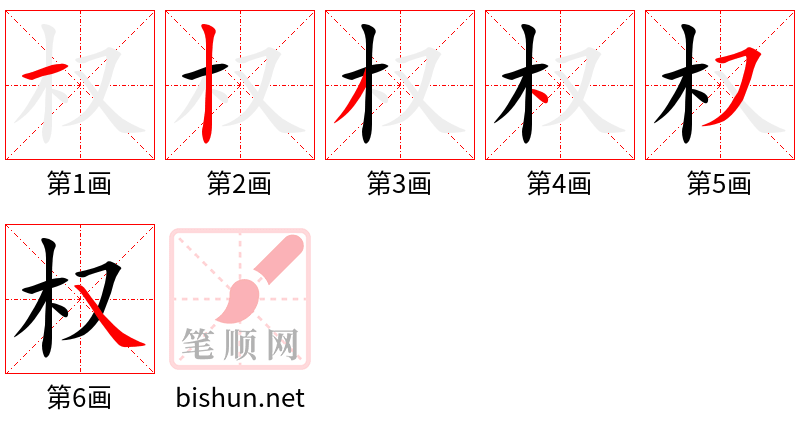 权 笔顺规范