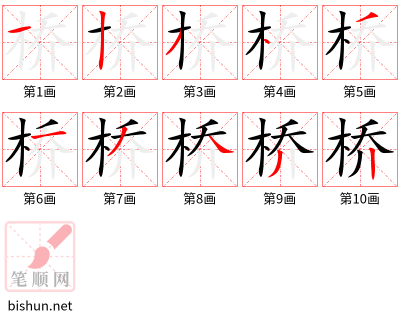 桥 笔顺规范