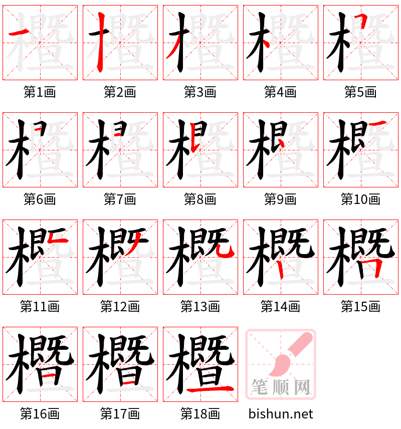 櫭 笔顺规范
