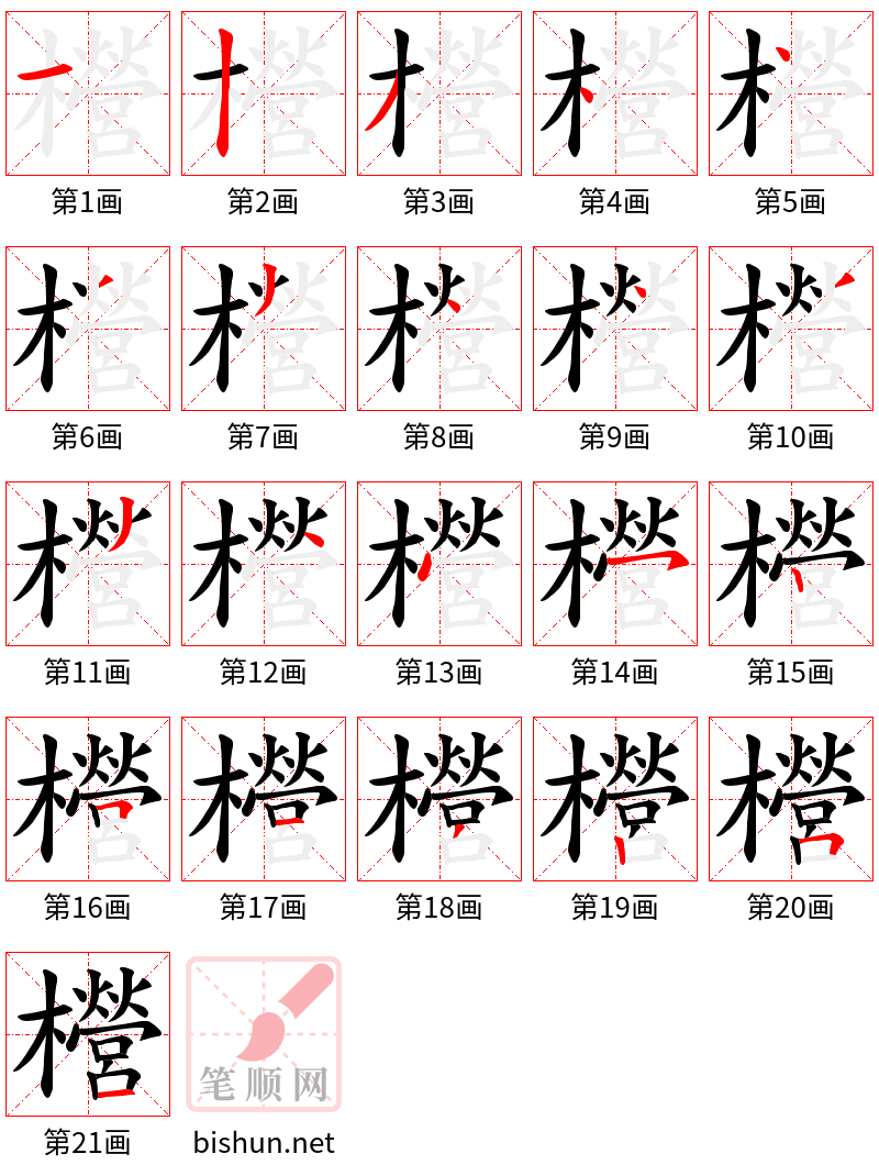 櫿 笔顺规范