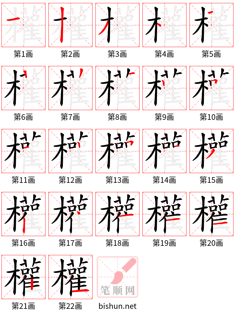 權 笔顺规范