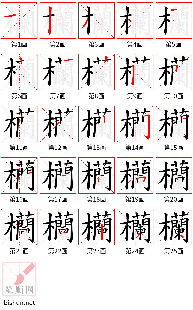欗 笔顺规范