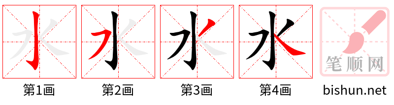 水 笔顺规范