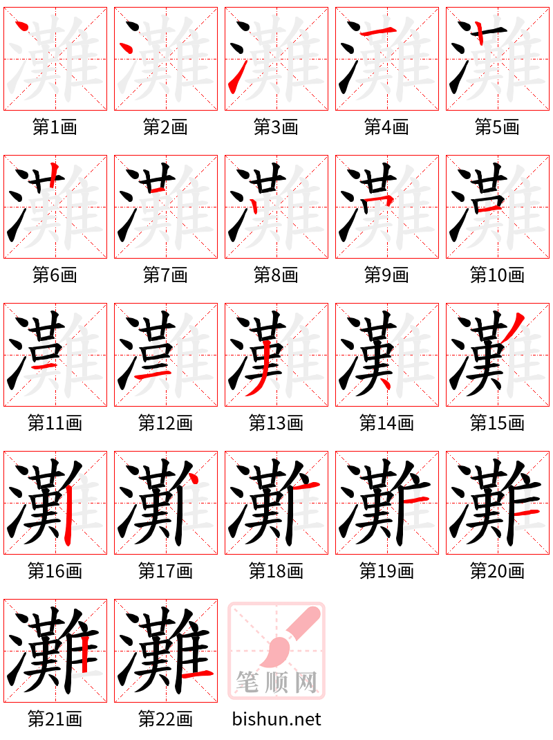 灘 笔顺规范