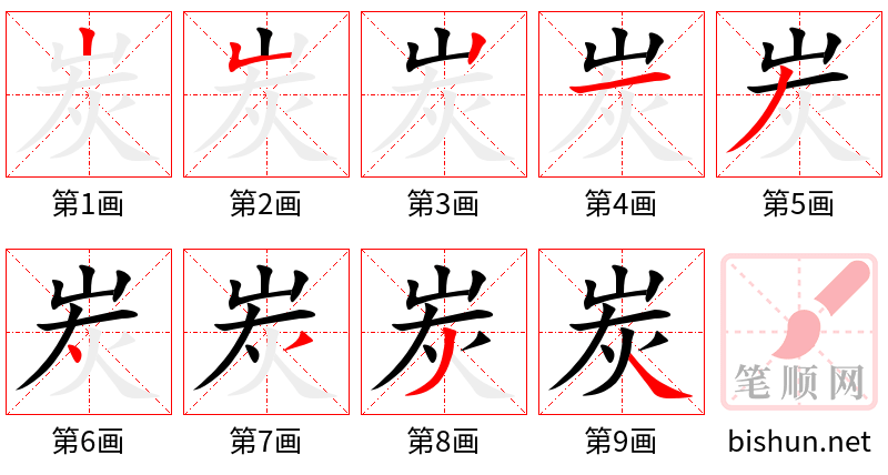 炭 笔顺规范