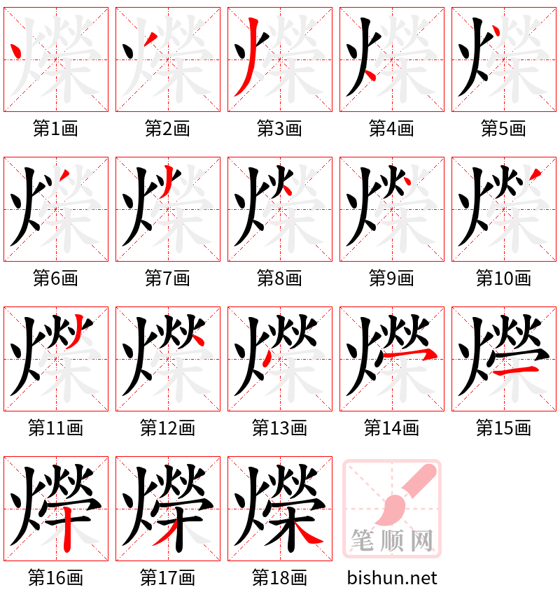 爃 笔顺规范
