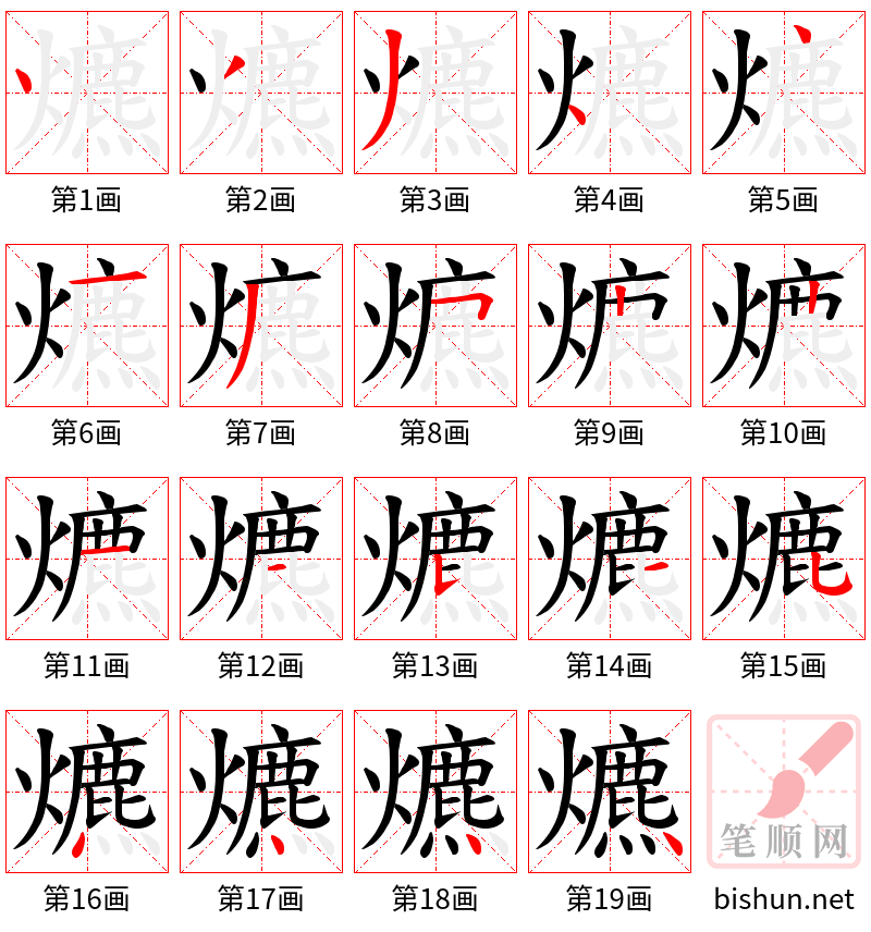 爊 笔顺规范