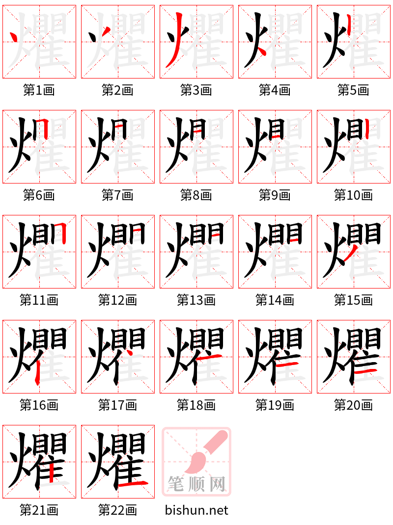 爠 笔顺规范