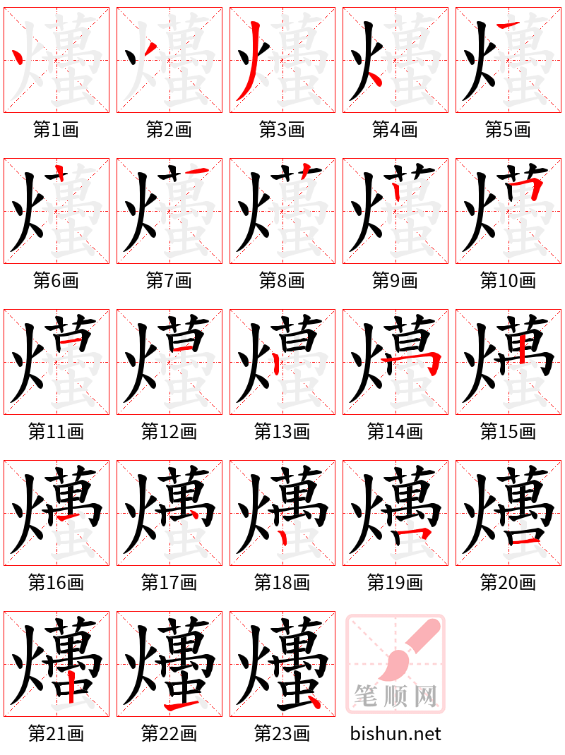 爡 笔顺规范