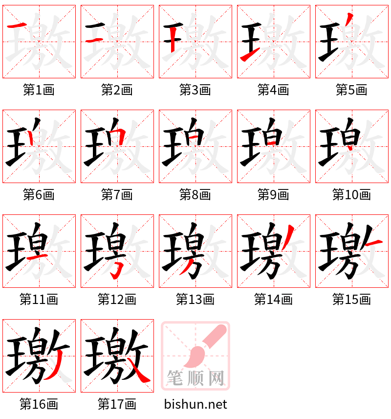 璬 笔顺规范