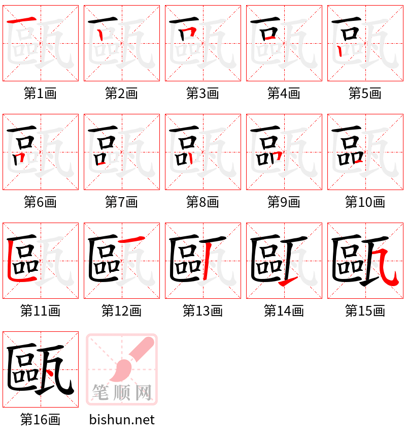 甌 笔顺规范