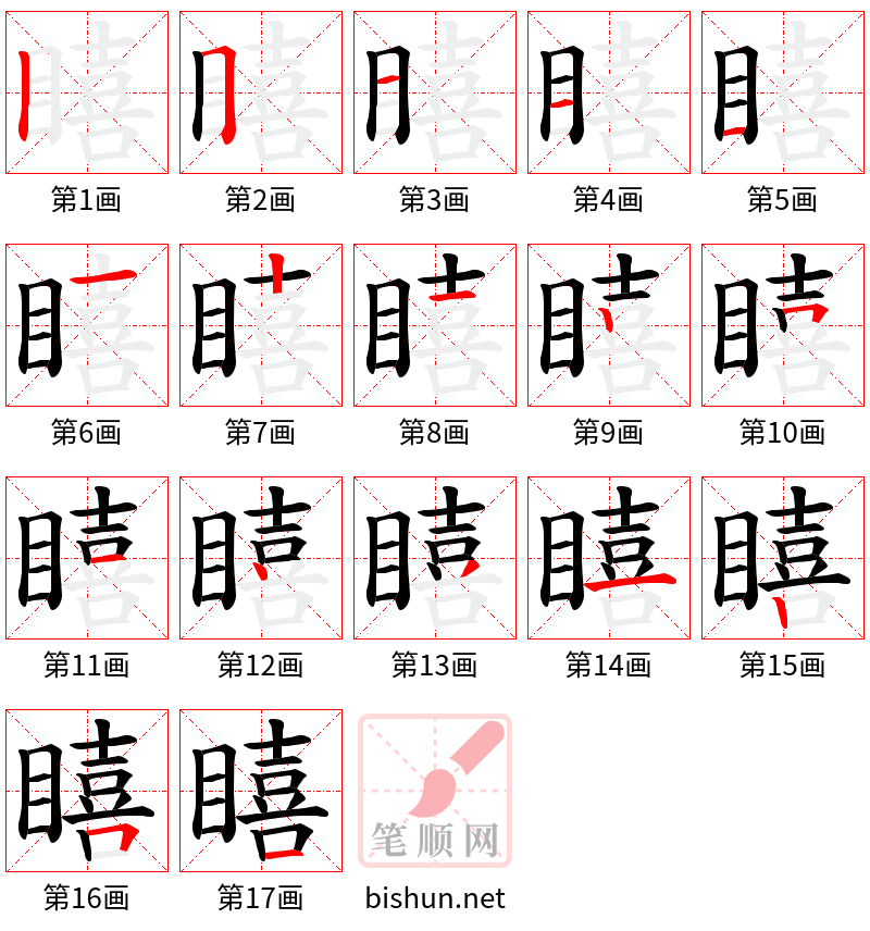 瞦 笔顺规范
