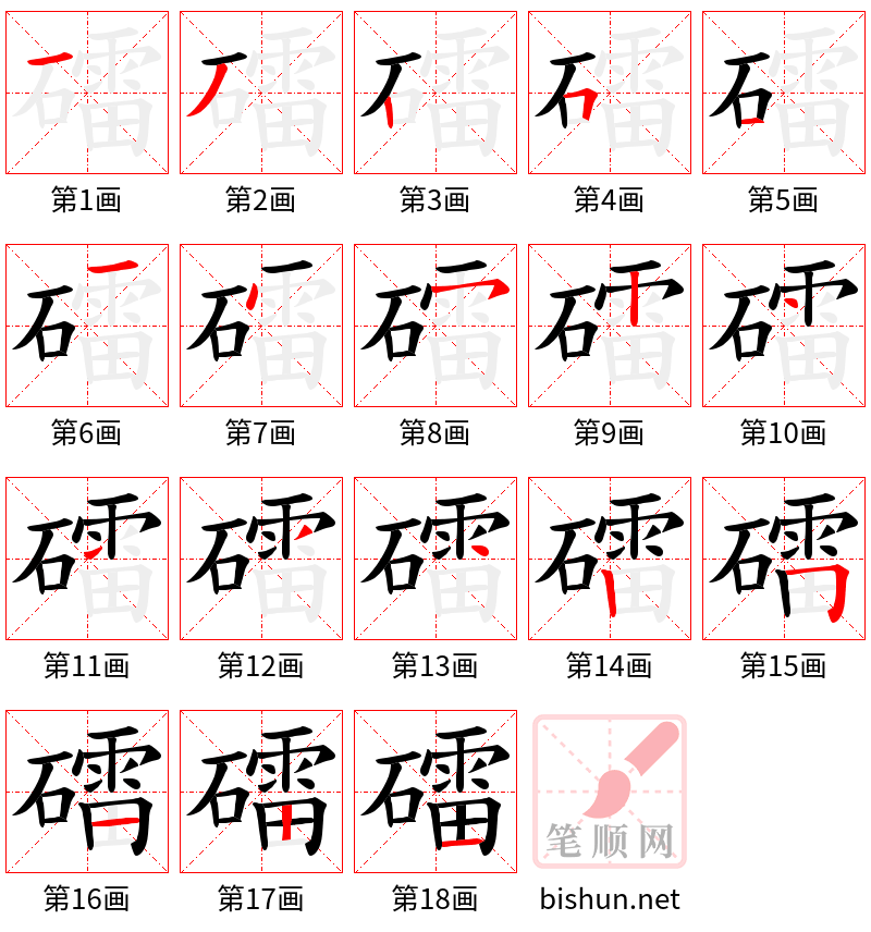 礌 笔顺规范