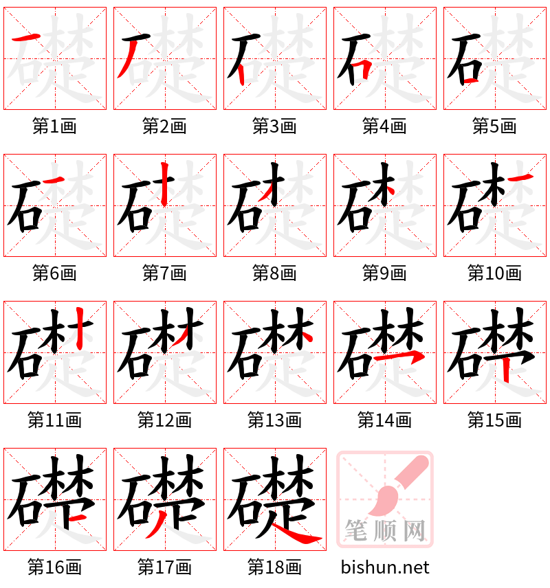 礎 笔顺规范