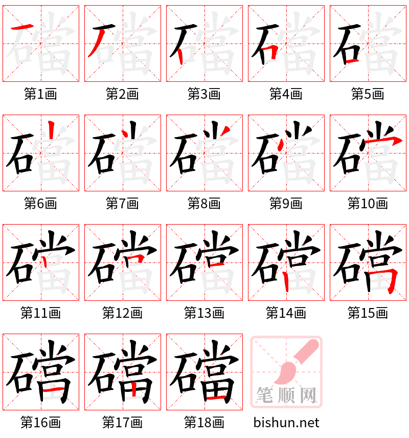 礑 笔顺规范