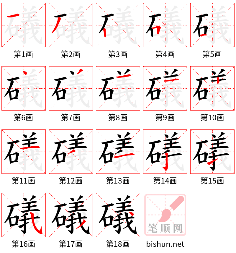 礒 笔顺规范