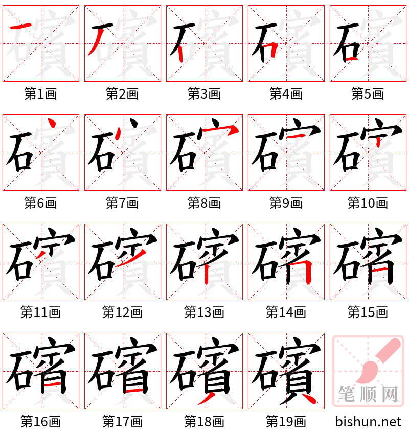 礗 笔顺规范