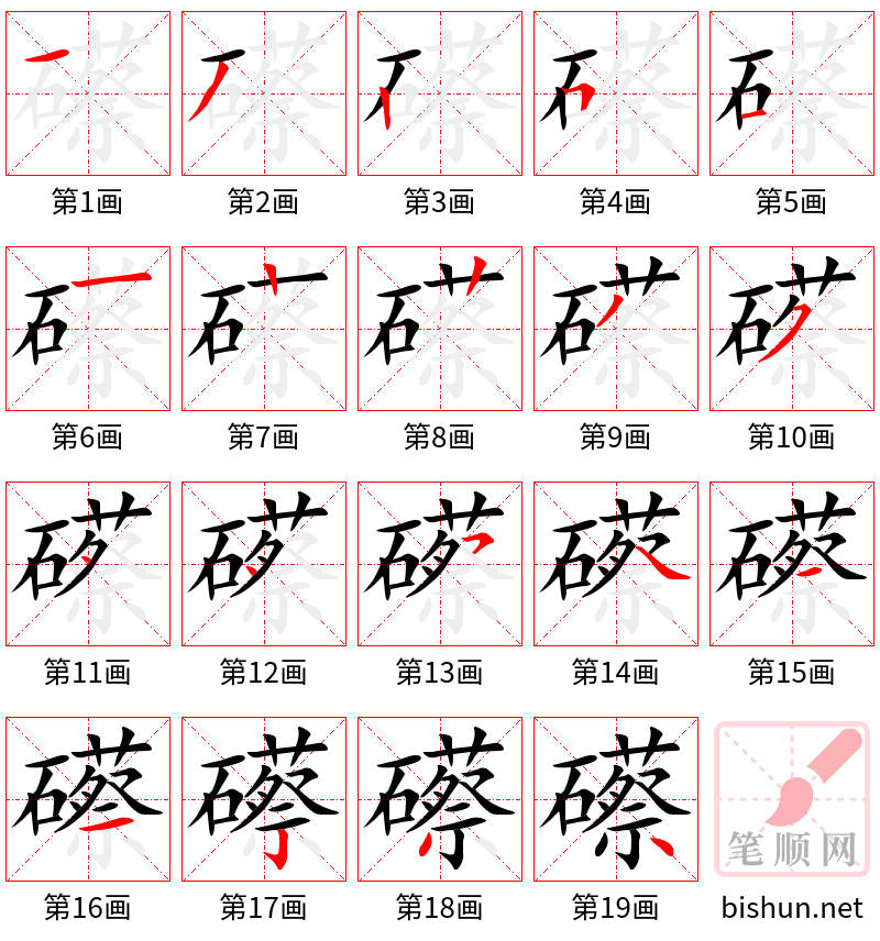 礤 笔顺规范