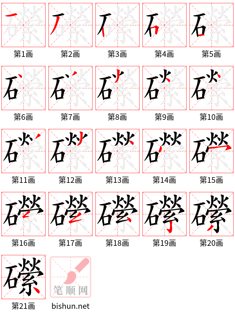 礯 笔顺规范