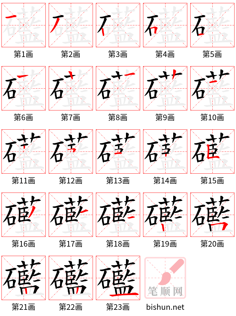 礷 笔顺规范