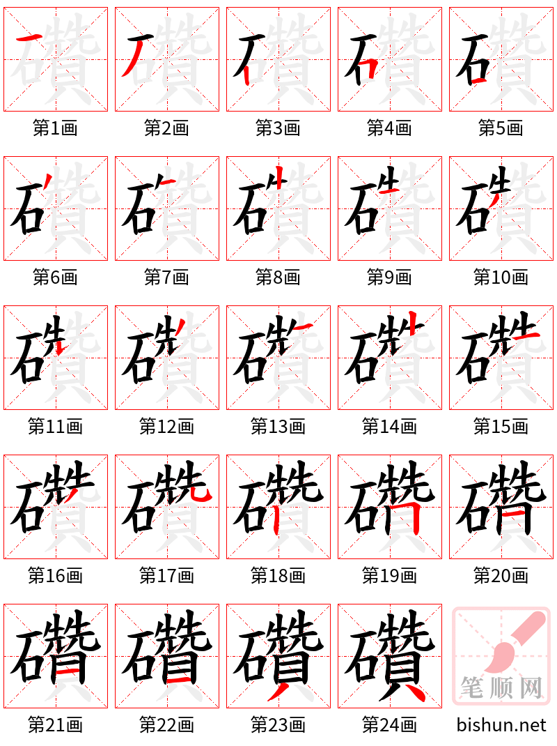 礸 笔顺规范
