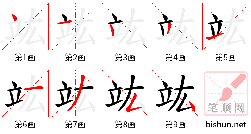 竑 笔顺规范