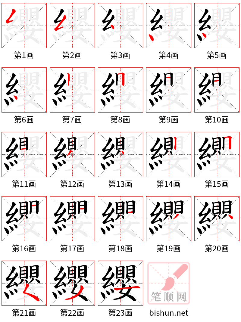 纓 笔顺规范