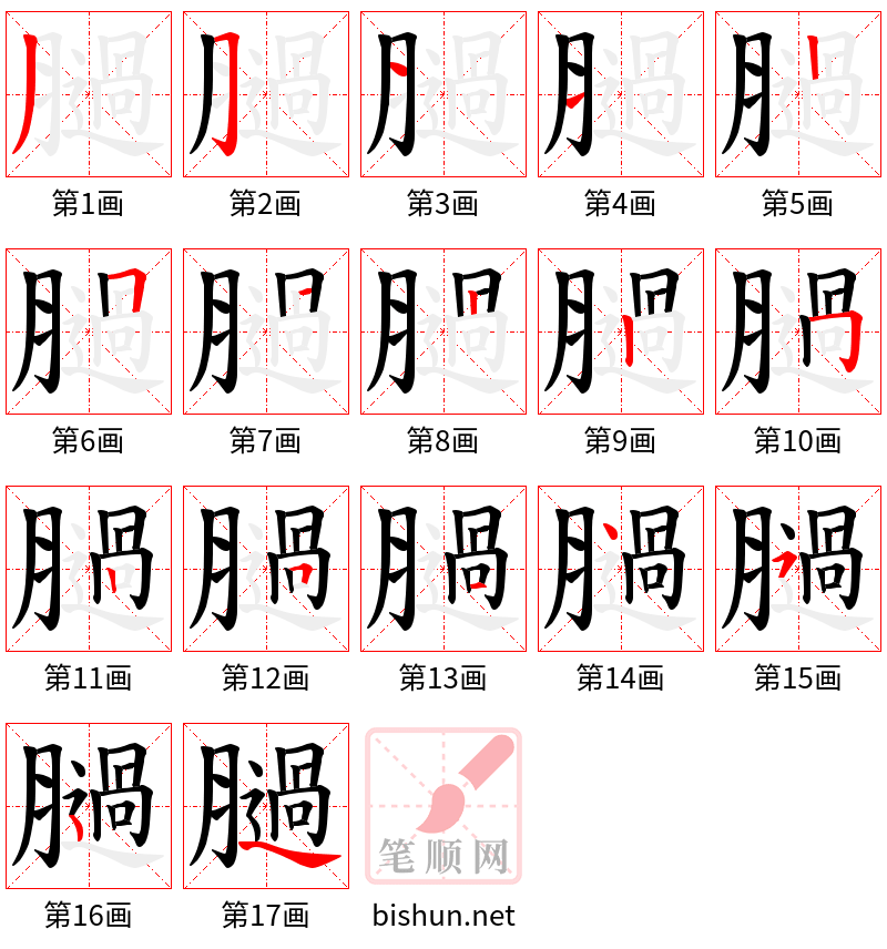膼 笔顺规范
