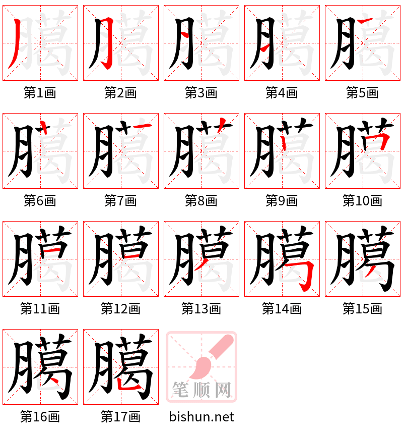 臈 笔顺规范
