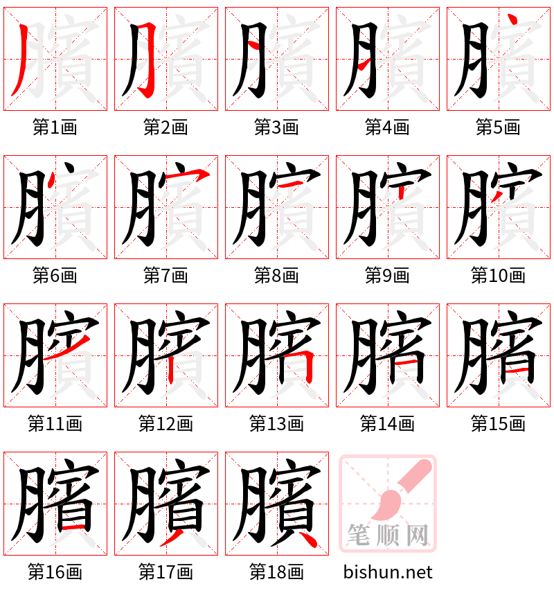 臏 笔顺规范