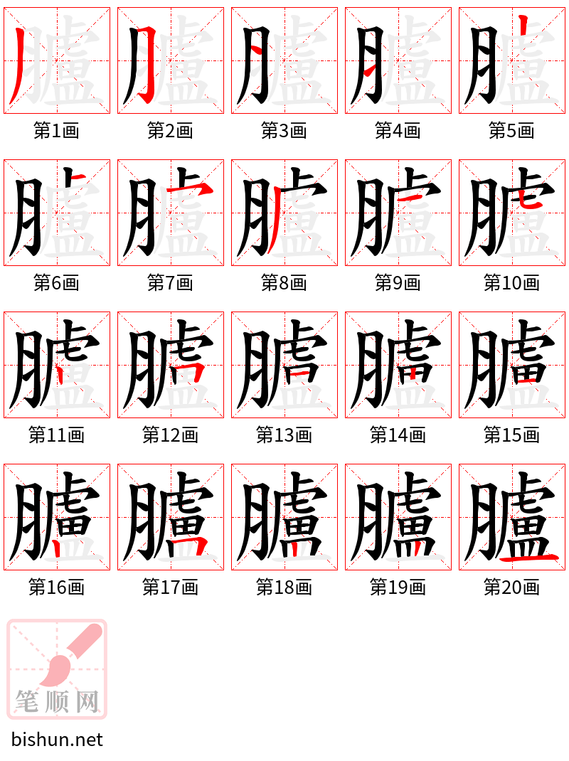 臚 笔顺规范