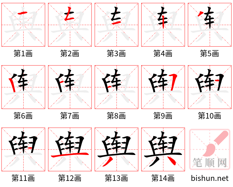 舆 笔顺规范